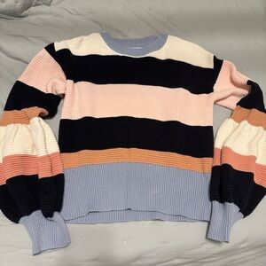 TCEC Women's Sweater in Black, Pink, Cream, and Tan with bubble sleeves